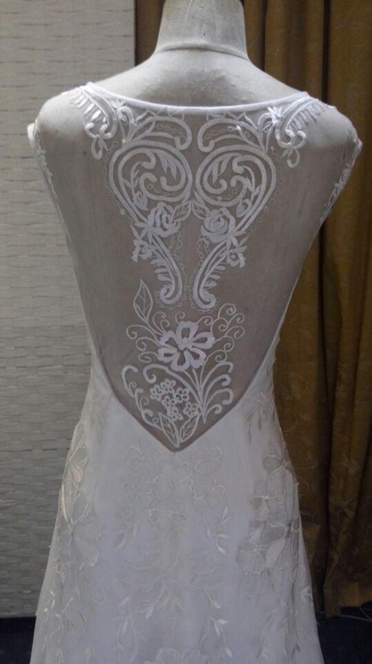 Embroidered Sheer back wedding dresses from Darius Cordell