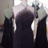 black halter evening gowns