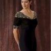 Short Sleeve Black Mother of Bride Formal Dresses