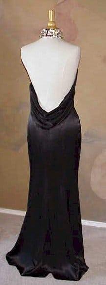 1112 black back backless black colour pageant gowns