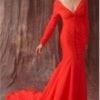 Red Long Sleeve evening dresses