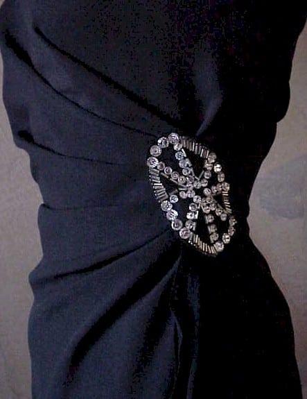 2051 side buckle black evening gown