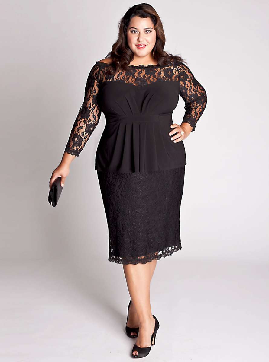 plus size black cocktail dresses with sleeves