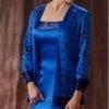 Style C494 Blue Mother of the Groom Evening Dresses with Long Sleeve Jacket