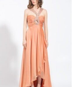 Orange colored High Low Special Occasion Dresses