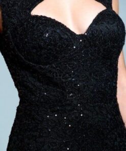 black lace evening gown with sequin