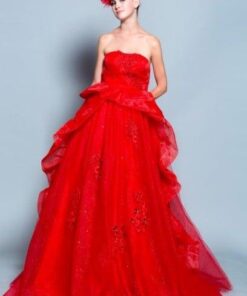 Red Strapless Ball Gowns