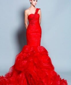 one shoulder evening gowns