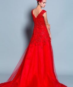 red lace evening gowns