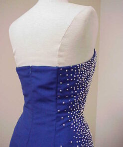 backless blue beading gown