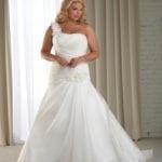 pic#m4 - Designer One Shoulder Plus Size Bridal Gowns with Ruching