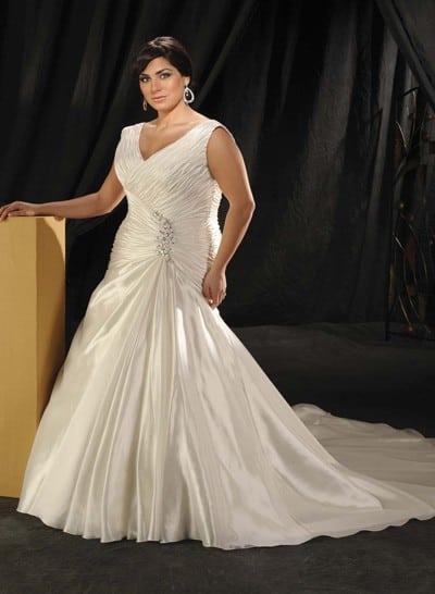 plus-size ruched wedding dress