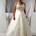 wedding dress with halter style for plus women