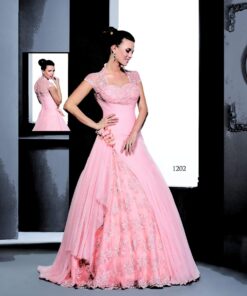 Pink Short Sleeve ball Gowns