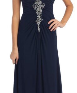 blue halter evening dresses