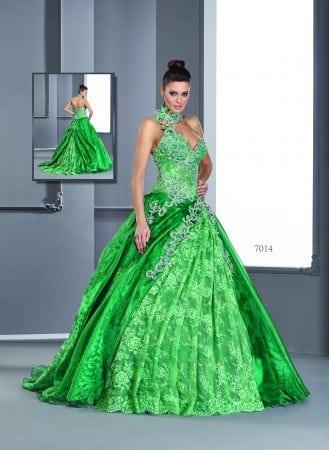 Green Ball Gowns w/ halter collar - Darius Cordell Fashion Ltd