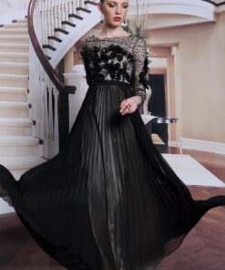 black long sleeve formal gowns