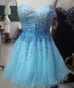 short blue party dresses