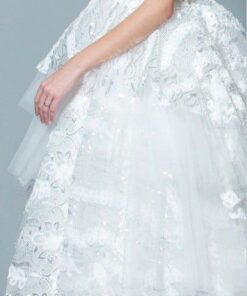 fluffy white wedding gown