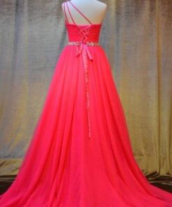 Pink on shoulder evening dress from Darius Cordell