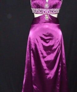 purple prom dresses with halter neckline