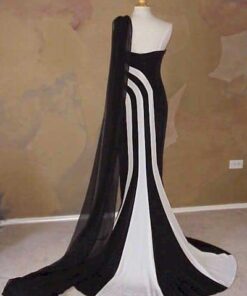 black white evening wear gown at Darius Cordell
