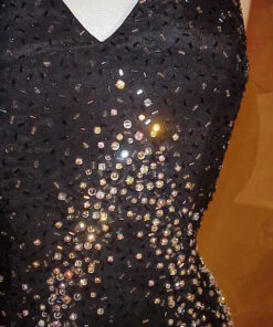 black colour pipe work evening gown