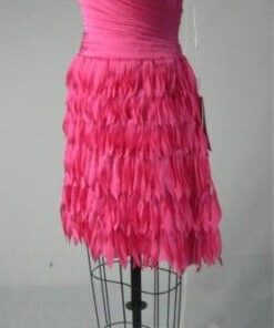 one side off shoulder dark pink party dress