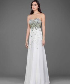 white strapless evening dresses