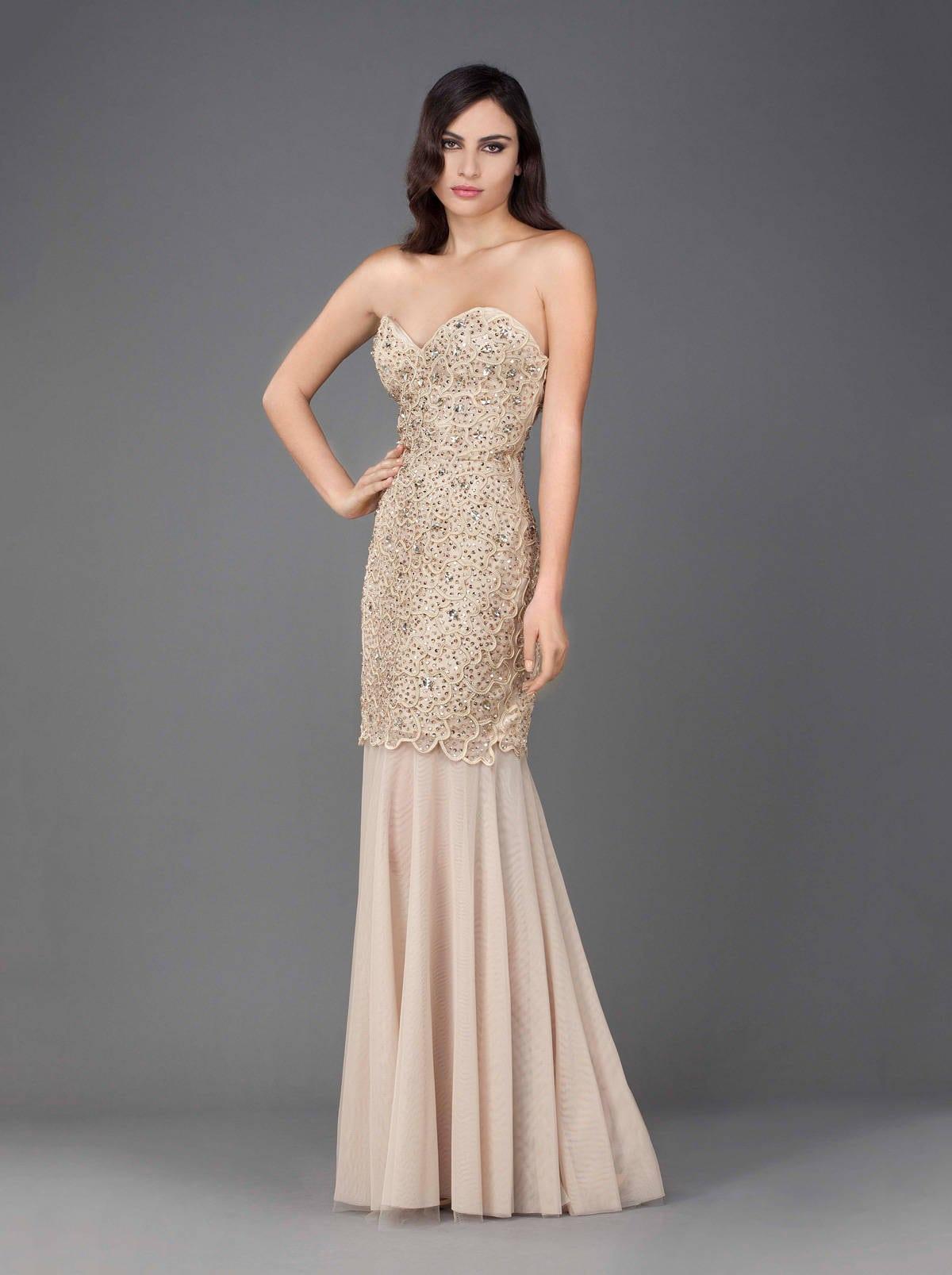 ABELLA | High Neck Illusion Silk Crepe Champagne Formal Dress | Champagne  formal dresses, Nice dresses, Designer bridal gowns