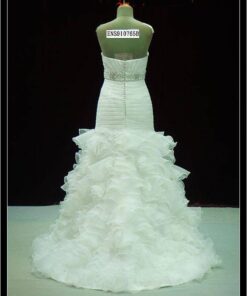 striped ruffle evening dress