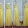 Yellow Empire Waist Evening Dresses in Chiffon