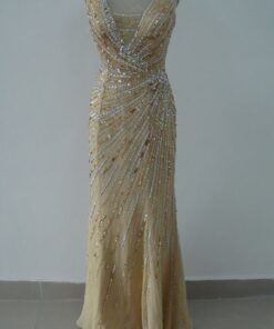 goldcoloredv neckpageantdresses