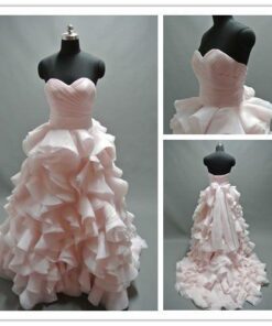 pastel pink colored bridal gowns