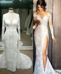 Replica of haute couture long sleeve wedding dress 
