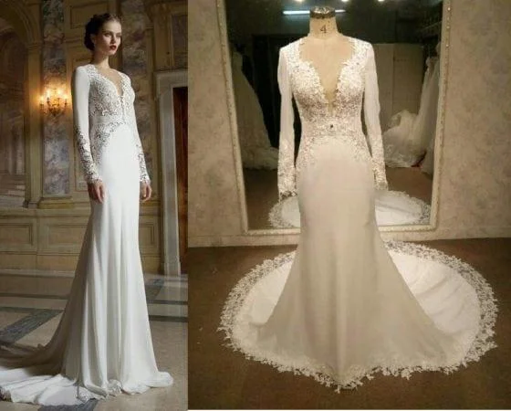 Style 97146 Custom long sleeve wedding gown recreation inspired by Berta Bridal DARIUS GOWNS
