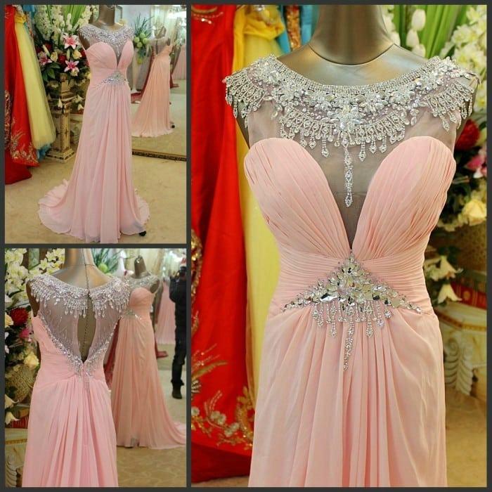 style psb(21) - Pink formal evening gowns with swarovski crystal beading