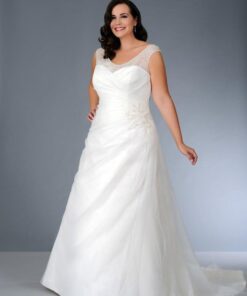 Cap Sleeve Wedding Gown for Plus Size Bride at Darius Cordell