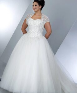 Plus Size Wedding Ball Gowns with Short Sleeve Shrug jacket