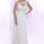 Halter Plus Size Wedding Dress with Pearl beaded Lace