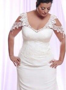 Front of Cap Sleeve Lace Plus Size Wedding Dress
