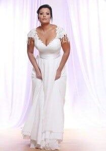 Cap Sleeve Plus Size Wedding Dress with beaded Lace Silk Tulle Skirt at Darius Cordell