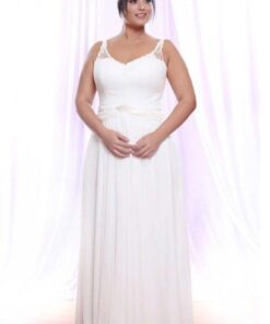 Sleeveless Plus Size Bridal Gown with Straps at Darius Cordell