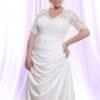 Silk Satin Plus Size Wedding Dress with Long Sheer Illusion Lace Sleeves