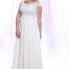 Brocade Lace Wedding Dress for Plus Size Brides with Cap Sleeves by Darius Cordell