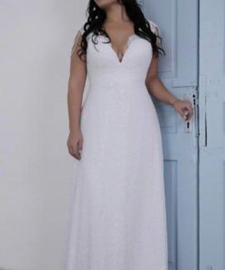 Beaded Sequin Lace Plus Size Wedding Dress by Darius Cordell