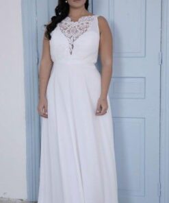 Sleeveless Plus Size Bridal Gown with Empire Waist by Darius Cordell