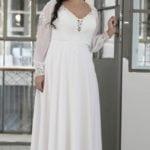 Sheer Long Sleeve Bridal Gown for Plus Size Bride by Darius Cordell