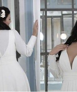 BackofaLongSleeveBridalGownforPlusSizeBridewithEmpireWaist DariusCordell