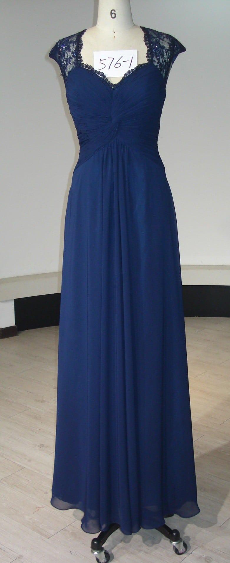 Dark Navy Blue Cap Sleeve Mother of the Bride Dress